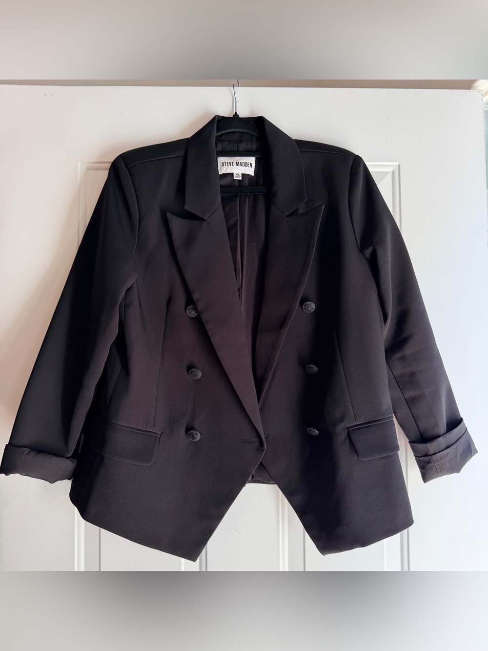 Steve Madden black double breasted button blazer size XL